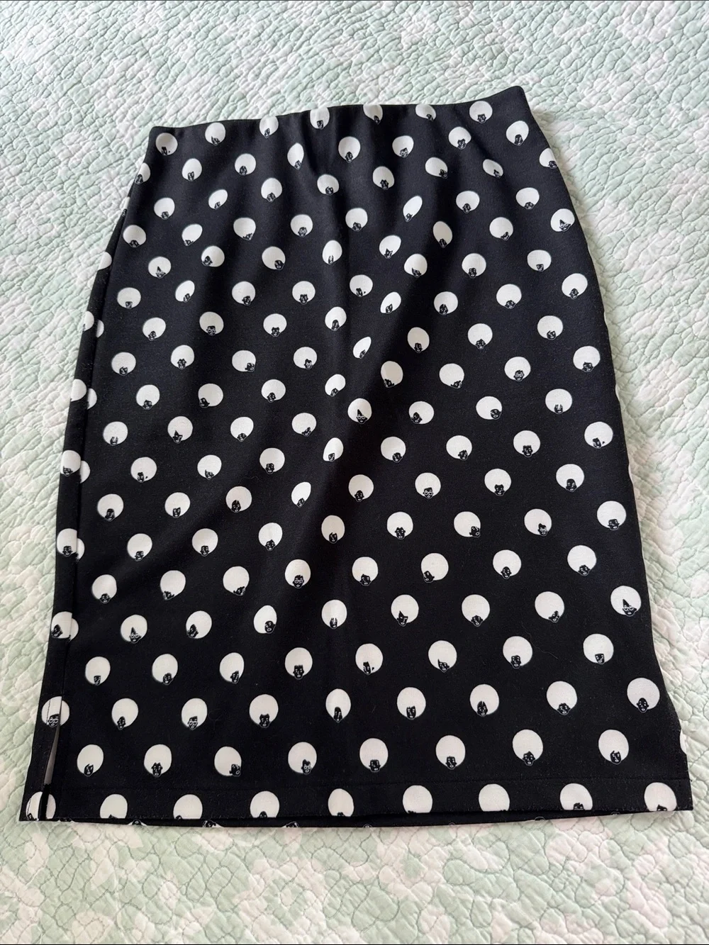 Black and White Polka Dot Pencil Skirt